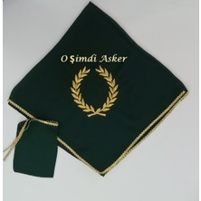 Moms And Babies Yeşil Şifon Çelenk O Şimdi Asker Gold Nakış Işlemeli Kına - Damat - Asker Omuz Şalı Atkı