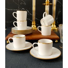 Regna Home Fine Living Sena 12 Parça 6 Kişilik Yaldızlı Porselen Kahve Seti