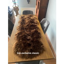 Kahve Kürklü Peluş Masa Örtüsü Şık Dekoratif Lüks Elegant Modern Dekoratif  Runner
