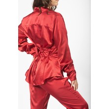Saten Korse Detaylı Alt-Üst Pijama Takım