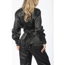 Saten Korse Detaylı Alt-Üst Pijama Takım