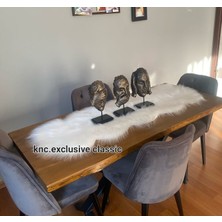 Beyaz Kürklü Peluş Masa Örtüsü Şık Dekoratif Lüks Elegant Modern Dekoratif  Runner