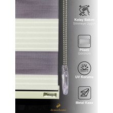 Demor Home Geniş Pliseli Ekru Zebra Stor Güneşlik Perde Metal Kasa