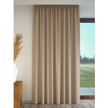 Bej Renk Keten Dokulu Fon Perde Ekstrafor Büzgülü