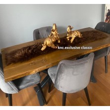 Kahve Kürklü Peluş Masa Örtüsü Şık Dekoratif Lüks Elegant Modern Dekoratif  Runner