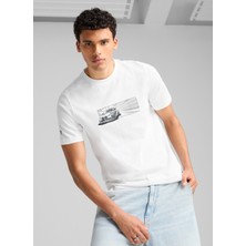 63062402 Bmw Mms Car Graphıc Tee Pu Beyaz Yuvarlak Yaka Regular Fit Baskılı Erkek T-Shirt