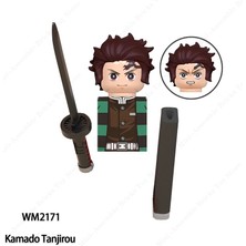 Wanglm WM2339 WM6116 WM2176 PG2327 Demon Slayer Mini Bebekler Action Figure Oyuncak Birleştirin Tanjirou Nezuko Inosuke Giyuu Kyoujurou Yapı Taşları (Yurt Dışından)