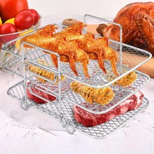 Richard 3 Katmanlı Hava Fritöz Rafı Yığılabilir Izgara Izgara Rafı Paslanmaz Çelik Nınja DZ201 DZ401 Hava Fritöz Mutfak Aleti (Yurt Dışından)