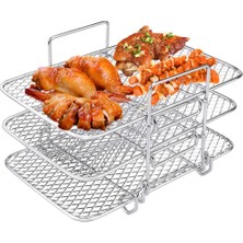 Richard 3 Katmanlı Hava Fritöz Rafı Yığılabilir Izgara Izgara Rafı Paslanmaz Çelik Nınja DZ201 DZ401 Hava Fritöz Mutfak Aleti (Yurt Dışından)