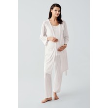 Artış Collection Kalın Askılı Ajurlu Esnek Pamuklu Hamile Sabahlık Pijama Takım 17308