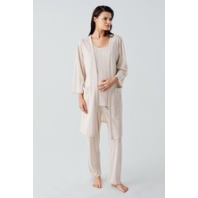 Artış Collection Kalın Askılı Ajurlu Esnek Pamuklu Hamile Sabahlık Pijama Takım 17308