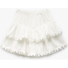 Koton Beli Lastikli Katlı Dantel Detaylı Mini Etek