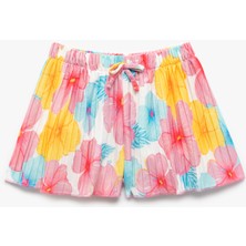 Koton Çiçek Desenli Beli Bağcıklı Pileli Şort Kız Çocuklar İçin Enerjik ve Rahat Yazlık Tasarım