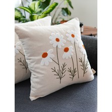 Ersperto Papatya Punch Panç Nakışlı Kırlent Kılıfı 1 Adet 43 x 43 cm