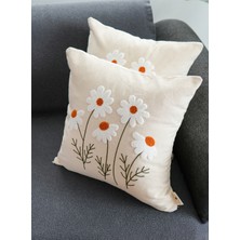 Ersperto Papatya Punch Panç Nakışlı Kırlent Kılıfı 1 Adet 43 x 43 cm
