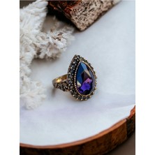 Fayra Accessories Elmas Montür Kristal Taşlı Su Damlası Yüzük