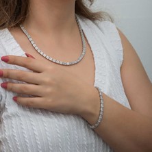 Gümüş Beyaz Taşlı Su Yolu Kadın Set CSR2185457