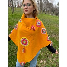 Madame Lucid Kaşe Kumaş El Yapımı Rengarenk Panço