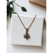 Zümrüt Yeşil Kristal Taşlı Kırlangıç Figürü Kolye