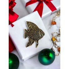 Fayra Accessories Black Diamond Taşlı Melek Balığı Motifli Broş