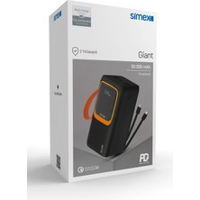 Simex Giant 50.000 mAh Prime Dijital Göstergeli Fener Hızlı Şarj Çoklu Kablo Powerbank,taşınabilir Şarj Cihazı