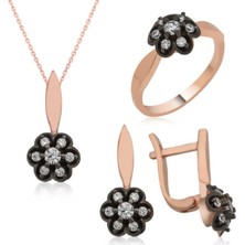 Gümüş Elmas Montür Çiçek Kadın Set CSR2182087