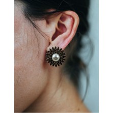 Fayra Accessories Kristal Taşlı İnci Çiçek Küpe