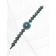 Fayra Accessories Turkuaz Taşlı ve İncili Bileklik