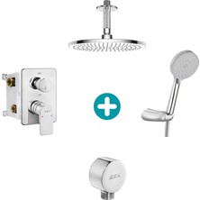 Eca Dalia Yuvarlak Ankastre Gömme Banyo Bataryası Duş Seti Tüm Parçalar Dahil Tavandan