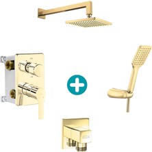 Eca Luna Ankastre 2 Yollu Gömme Banyo Bataryası Altın Renkli Duş Seti Duvardan Tüm Parçalar Dahil