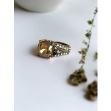 Sarı Kristal Taşlı Yüzük