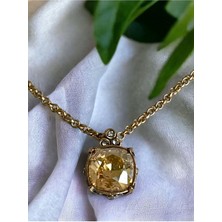 Fayra Accessories Sarı Kristal Taşlı Kolye