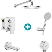 Eca Dalia Yuvarlak Ankastre Gömme Banyo Bataryası Duş Seti Tüm Parçalar Dahil