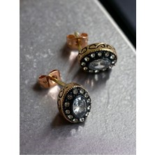 Fayra Accessories Zirkon Taşlı Oval Kesim Pimli Küpe