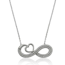 Gümüş Kalpli Sonsuzluk Kadın Kolye CSR2181704