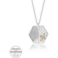 Kristal Taşlı Gümüş Arı Bayan Kolye CSR2183623