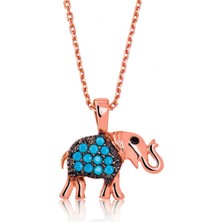 Gümüş Mavi Fil Kadın Kolye CSR2181782