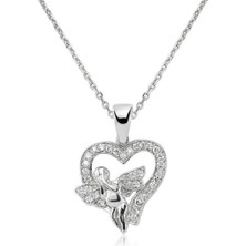 Gümüş Melek Kalp Kadın Kolye CSR2180331