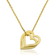 Gümüş Gold Kişiye Özel Kalpler Kolye CSR2180582