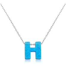 Gümüş Opal Harf Kadın Kolye CSR2181349