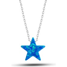 ​Gümüş Opal Mavi Taşlı Yıldız Kadın Kolye CSR2184992