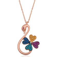 Gümüş Kuğu Yonca Kadın Kolye CSR2181823