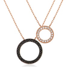 ​gümüş Rose Çift Halka Kolye CSR2181166