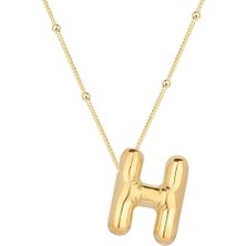 Gümüş Gold Balon H Harfi Kadın Kolye CSR2185067
