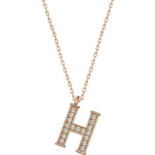 Gümüş Rose H Harfi Kadın Kolye CSR2184293