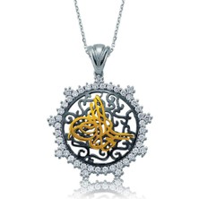 Gümüş Taşlı Tuğra Kadın Kolye CSR2181747