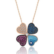 Gümüş Rose Dört Yapraklı Yonca Kadın Kolye CSR2184961