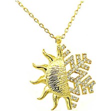 Gümüş Gold Güneş Kartanesi Kadın Kolye CSR2181211