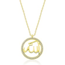 Gümüş Gold Arapça Allah Yazılı Kadın Kolye CSR2180787