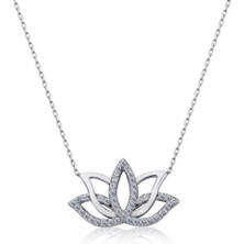 Gümüş Lotus Çiçeği Kolye CSR2180722